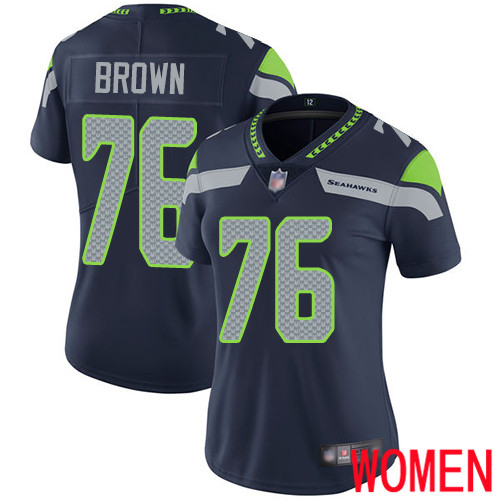 Seattle Seahawks Limited Navy Blue Women Duane Brown Home Jersey NFL Football 76 Vapor Untouchable